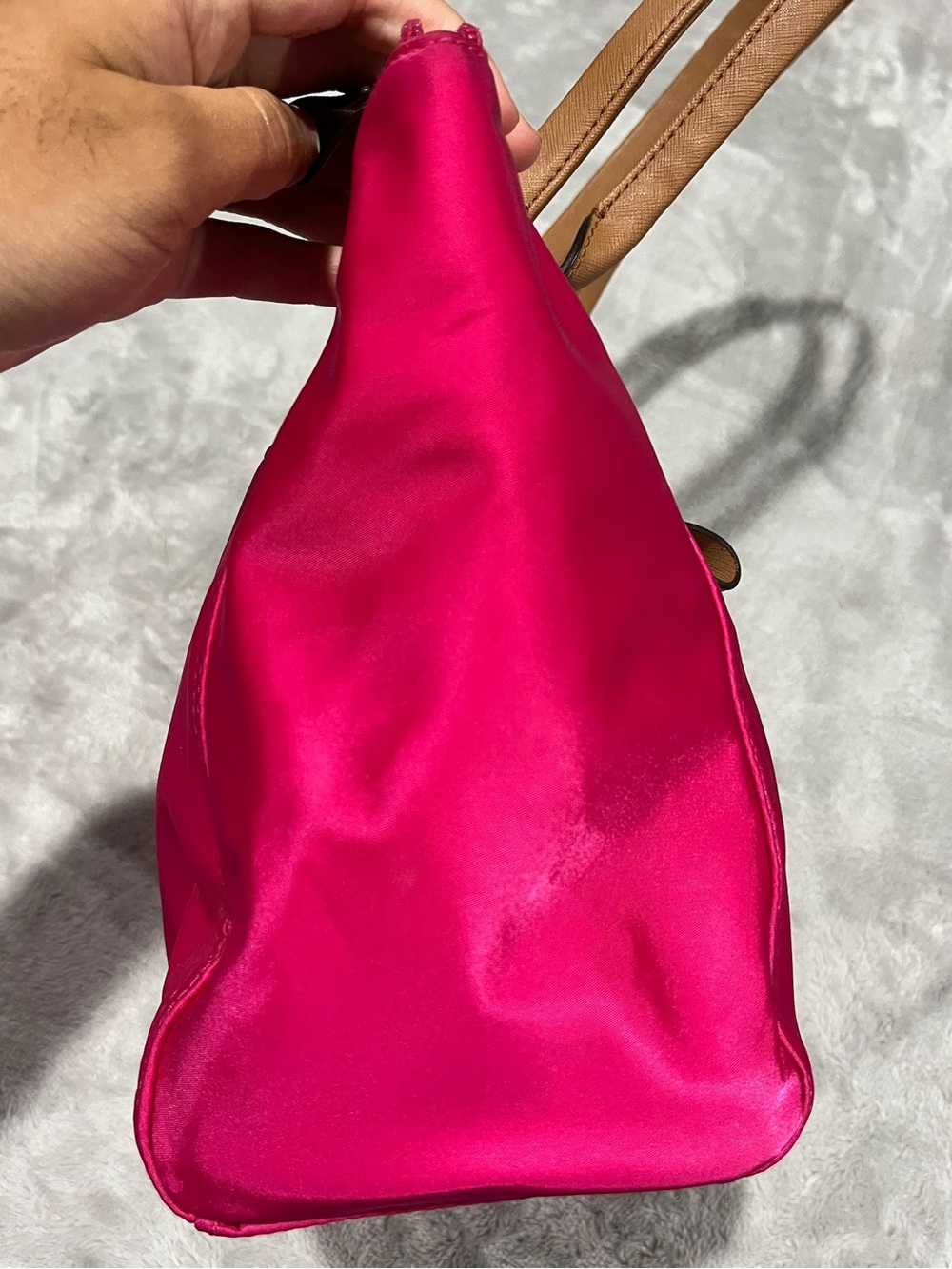 Michael Kors Kelsey Medium Nylon Tote Hot Pink Shoulder Bag EUC - Picture 7 of 12